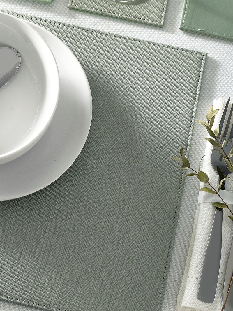 Sage green reversible faux leather placemats and coasters set of 4 (British brand)