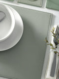 Sage green reversible faux leather placemats and coasters set of 4 (British brand)