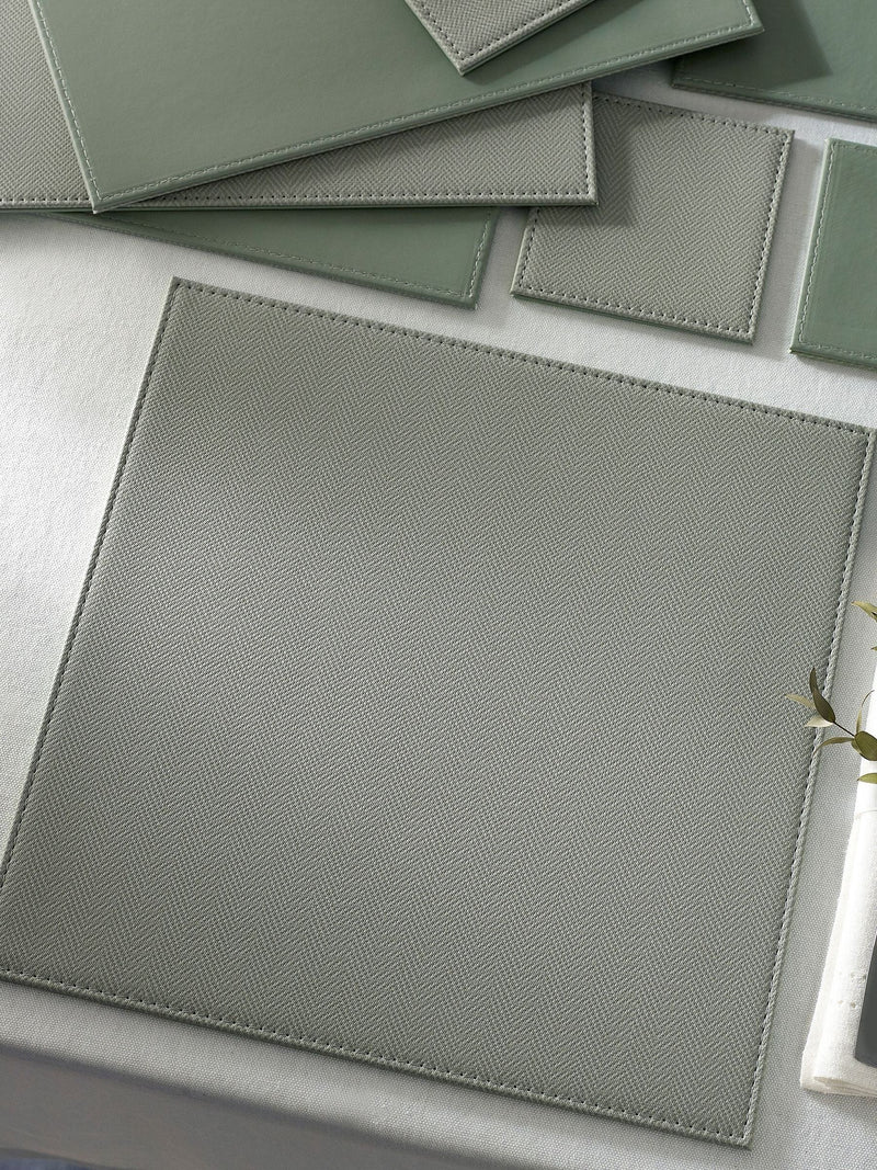 Sage green reversible faux leather placemats and coasters set of 4 (British brand)