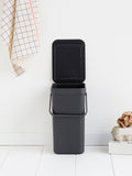 Brabantia Sort & Go 12L grey waste bin (British brand)