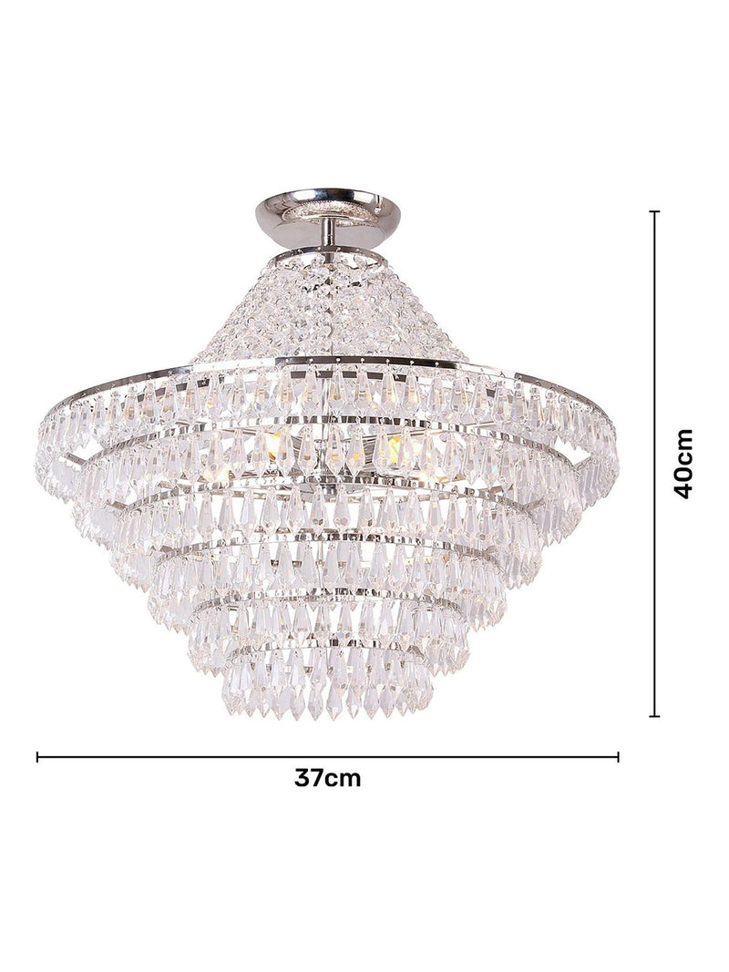 BHS silver flush ceiling light with crystal droplets, imported from the UK