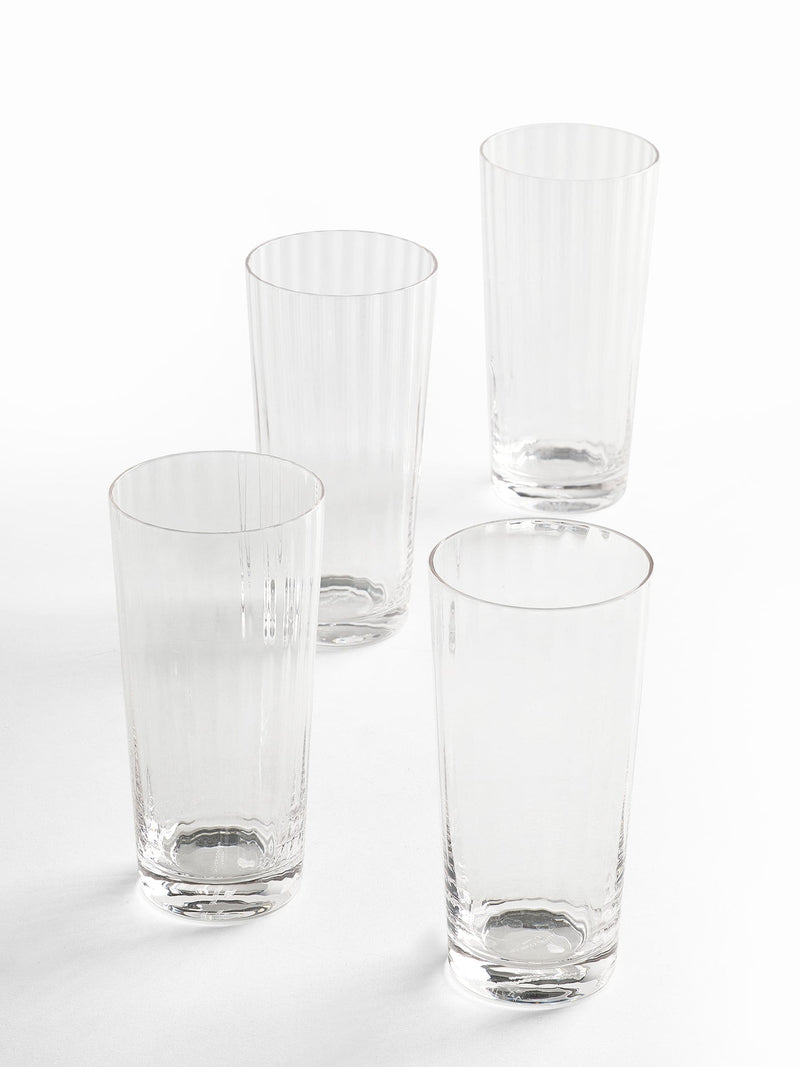 Jasper Conran London clear fluted tall tumbler glasses 15cm height set of 4, UK version