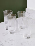 Jasper Conran London clear fluted tall tumbler glasses 15cm height set of 4, UK version