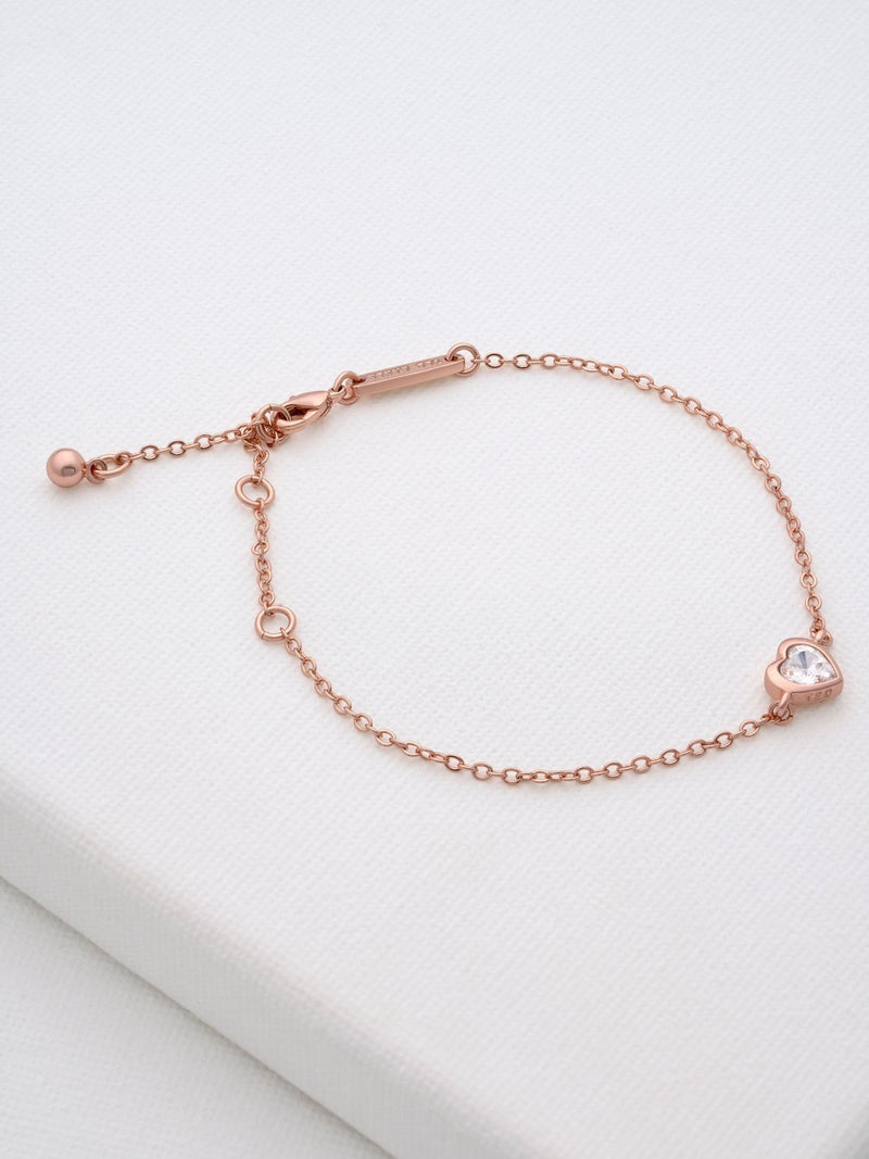 Ted Baker heart crystal adjustable bracelet rose gold (British brand)