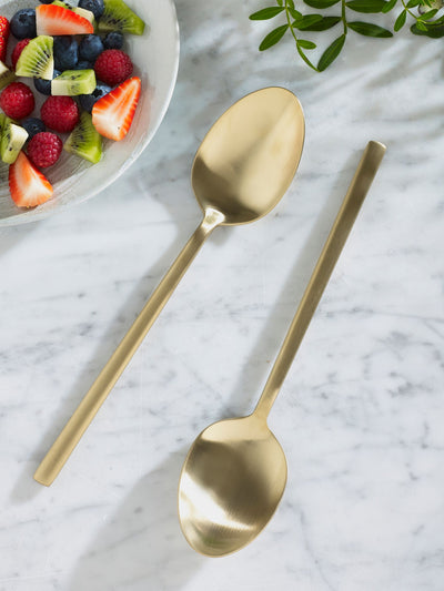 Next Gold Valencia Stainless Steel Serving Spoons Set of 2- Buy online at McGrocer