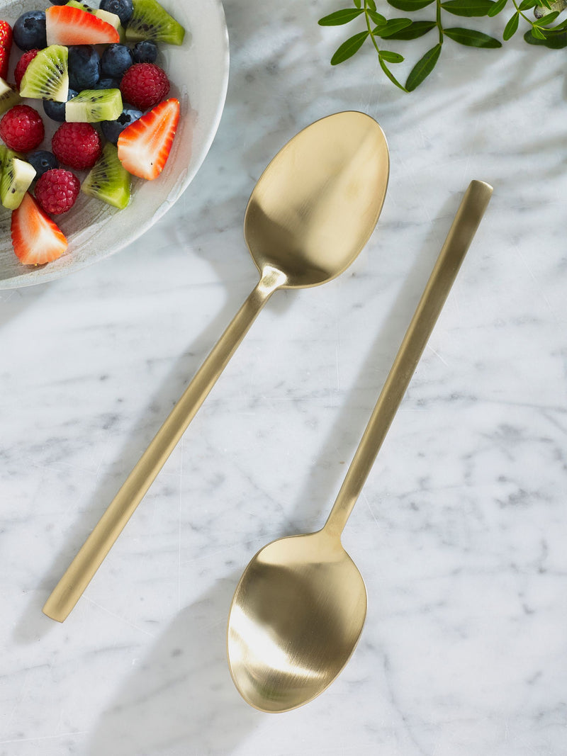 Gold Valencia stainless steel serving spoons set of 2 (British brand)