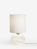 Bourton bedside table lamp ribbed glass base fabric shade UK version