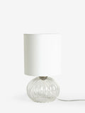 Bourton bedside table lamp ribbed glass base fabric shade UK version