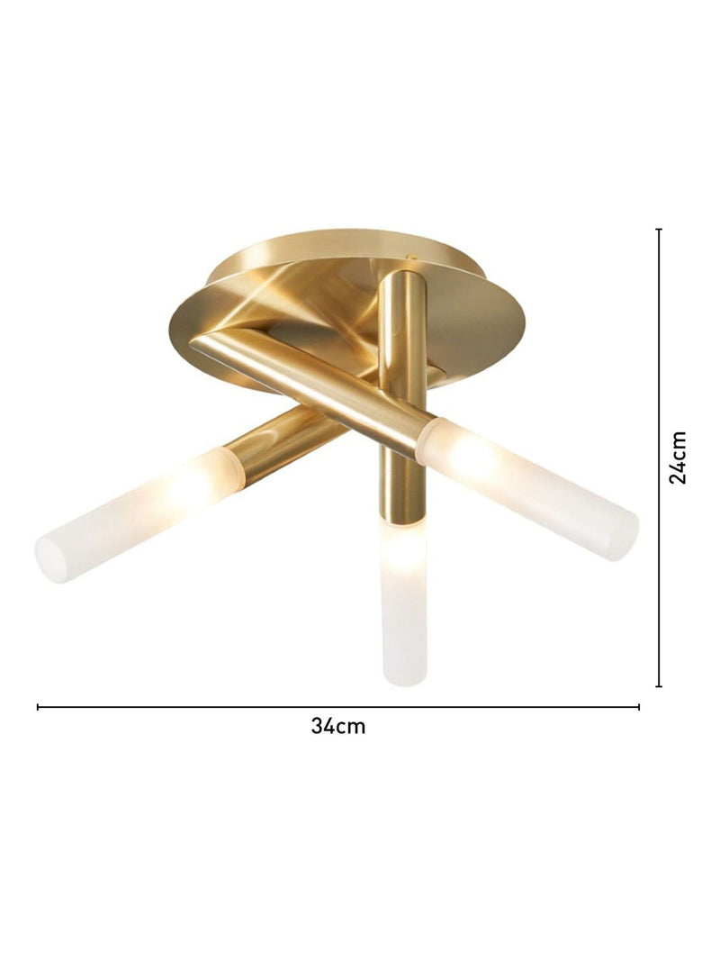 BHS Crux satin brass 3-light bathroom ceiling light British product