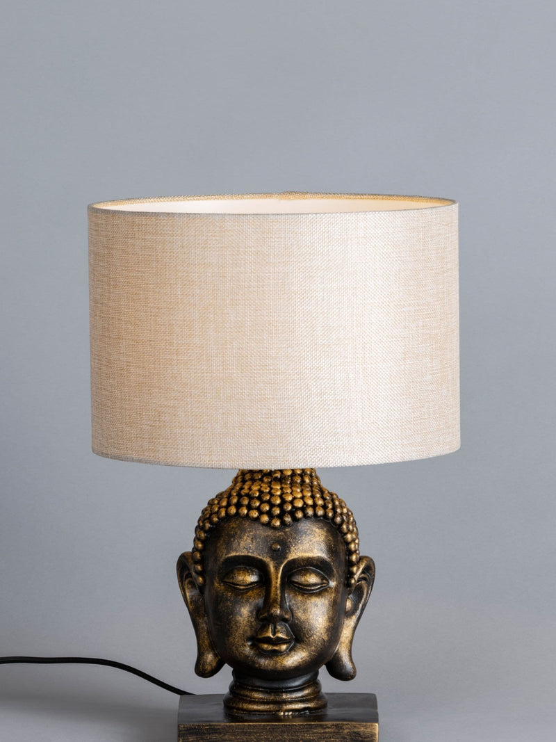 BHS Gold Buddha table lamp with white shade - British product