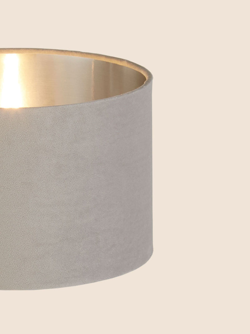 Searchlight velvet ceiling light shade in light grey, UK version