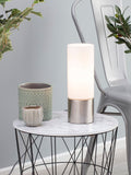 BHS silver cylinder touch lamp, imported from the UK