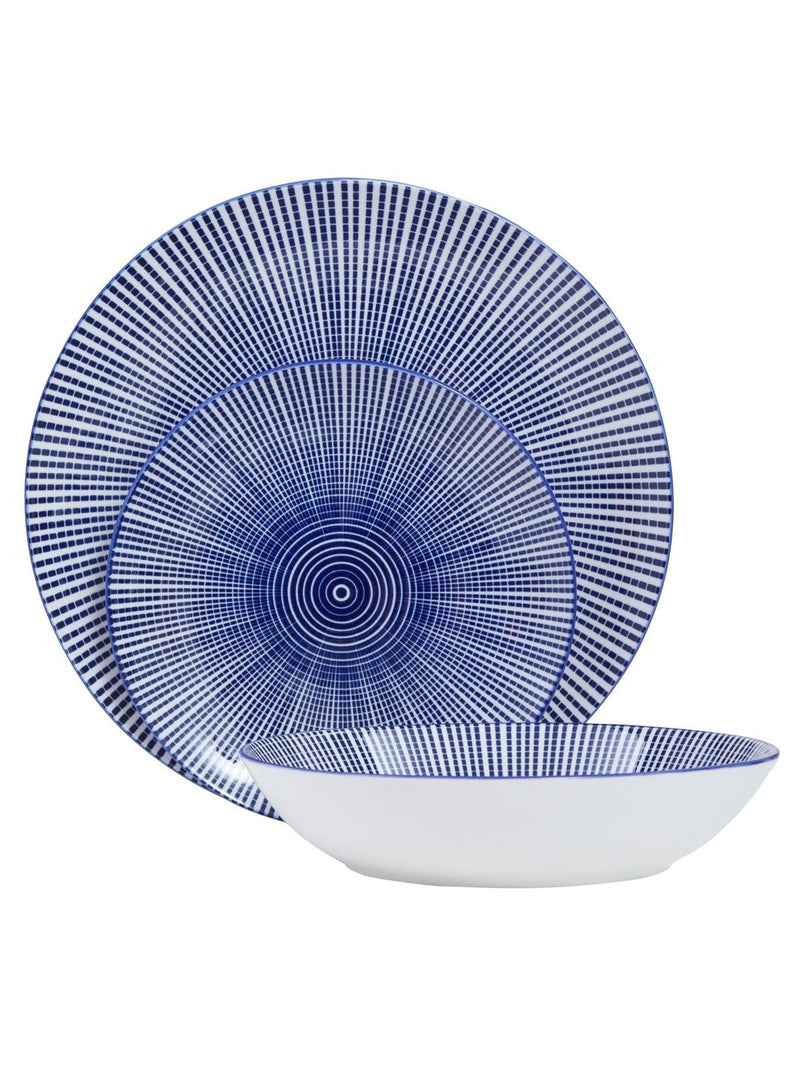 Interiors by Premier blue/white Maya 12 piece dinner set, UK version