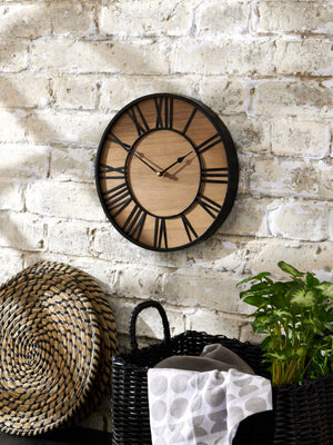 Natural Black Bronx Wooden Wall Clock 30cm