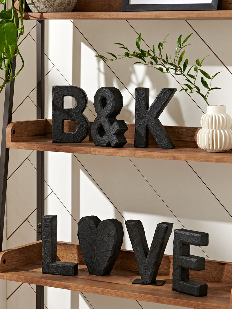 Bronx small black wood effect alphabet ornament 20cm (British brand)