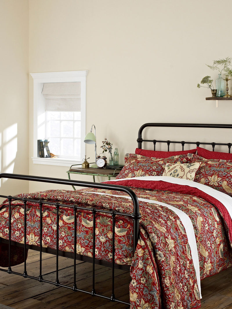 Morris & Co. Crimson Red Strawberry Thief bedspread, imported from the UK