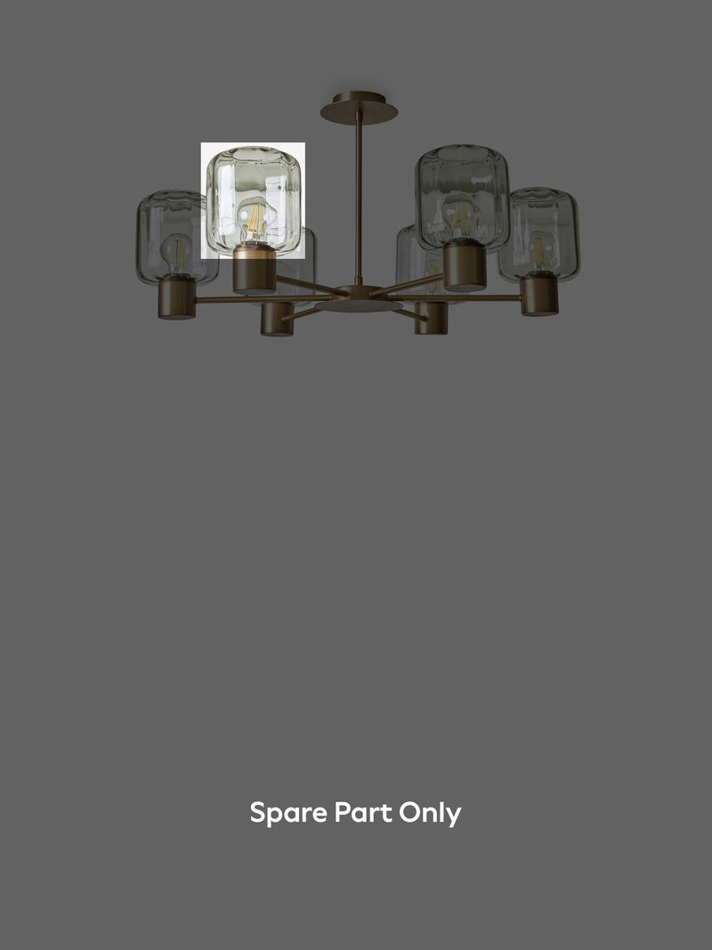 Jensen smoke grey chandelier glass spare part for U58856, imported from the UK
