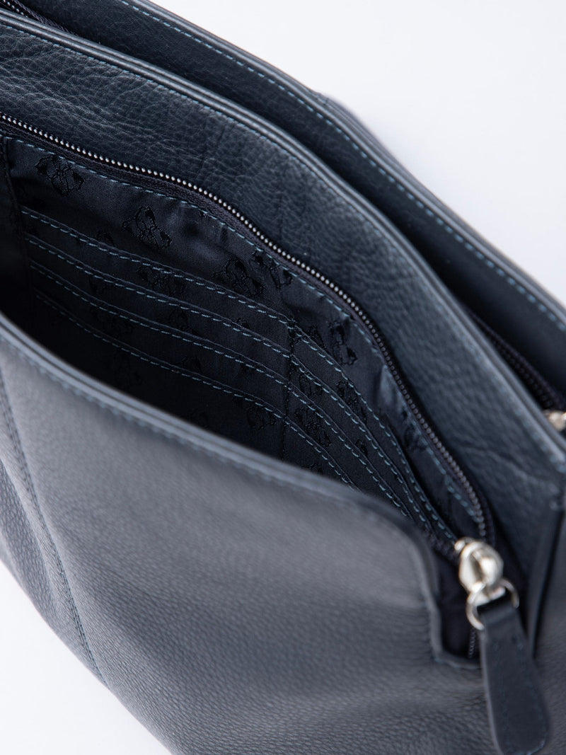 Lakeland Leather Navy Ambleside cross-body bag, imported from the UK