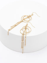 Gold Tone Circle Chain Drop Fashion Earrings