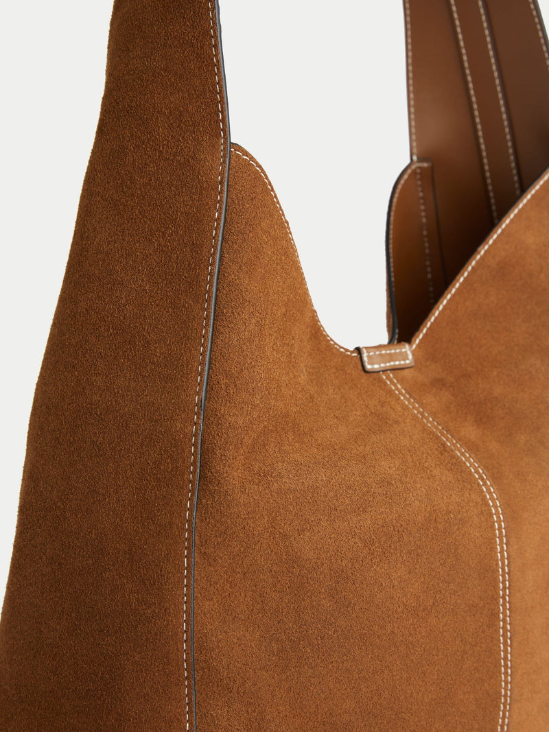 Jigsaw brown suede women's leather slouch bag, UK version
