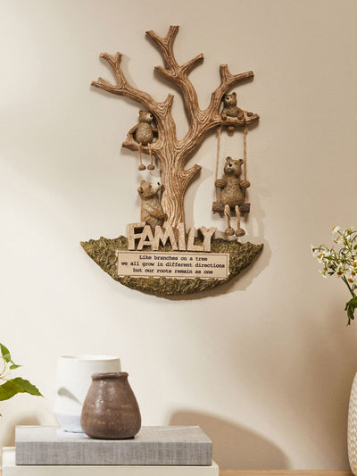 Natural Bertie Bear Family Tree Wall Art 40x27x2.5cm