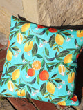 Evans Lichfield outdoor cushion Blue Orange Blossom 43cm, UK version