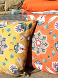 furn. orange folk flora outdoor cushion, imported from the UK