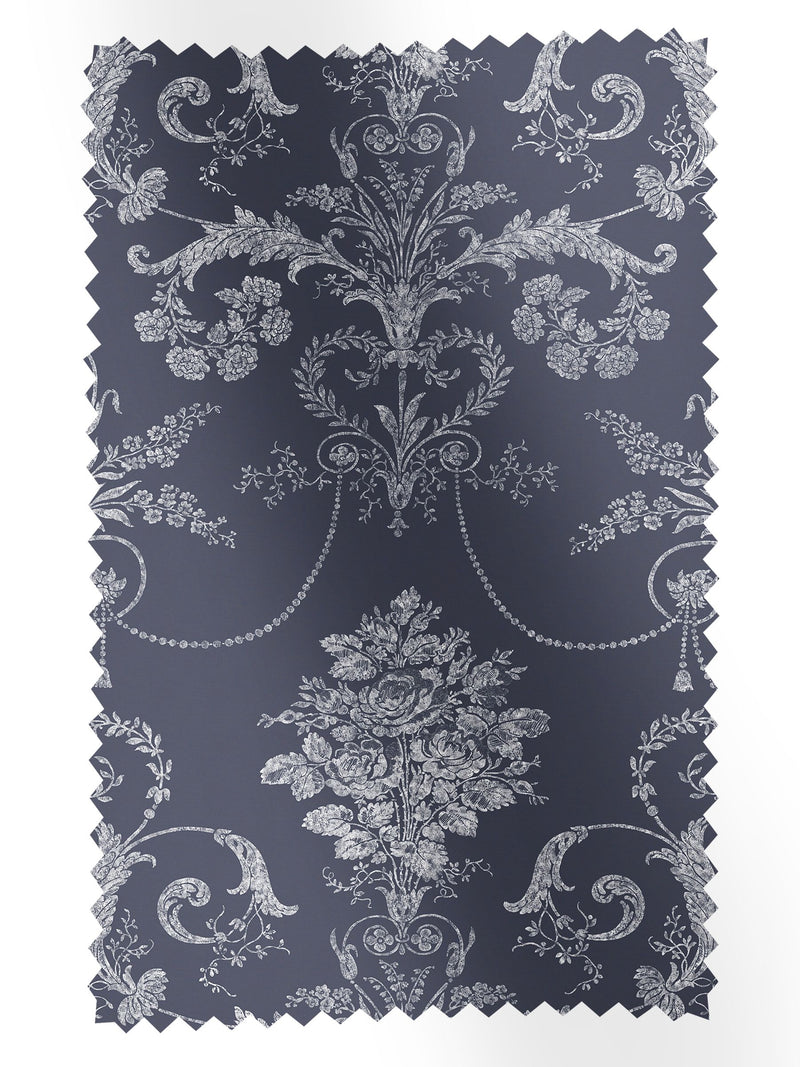 Laura Ashley Josette midnight blue damask fabric by the metre - British product