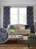 Laura Ashley Josette midnight blue damask fabric by the metre - British product