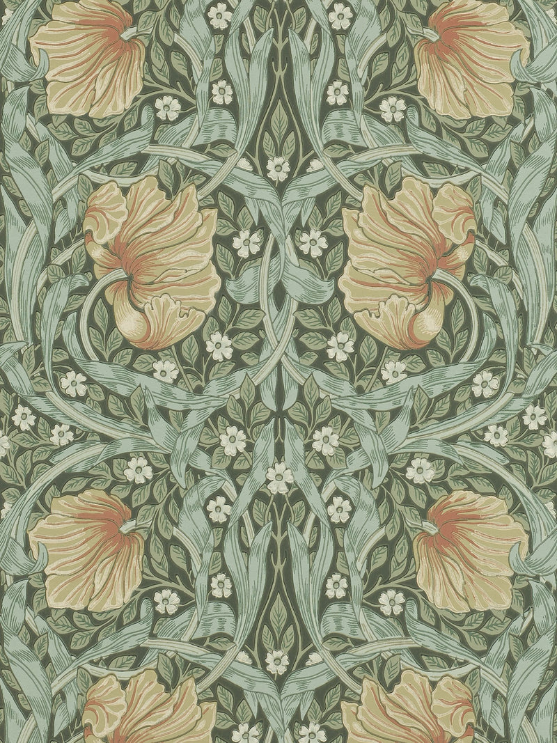 Morris & Co. Green Pimpernel wallpaper, imported from the UK