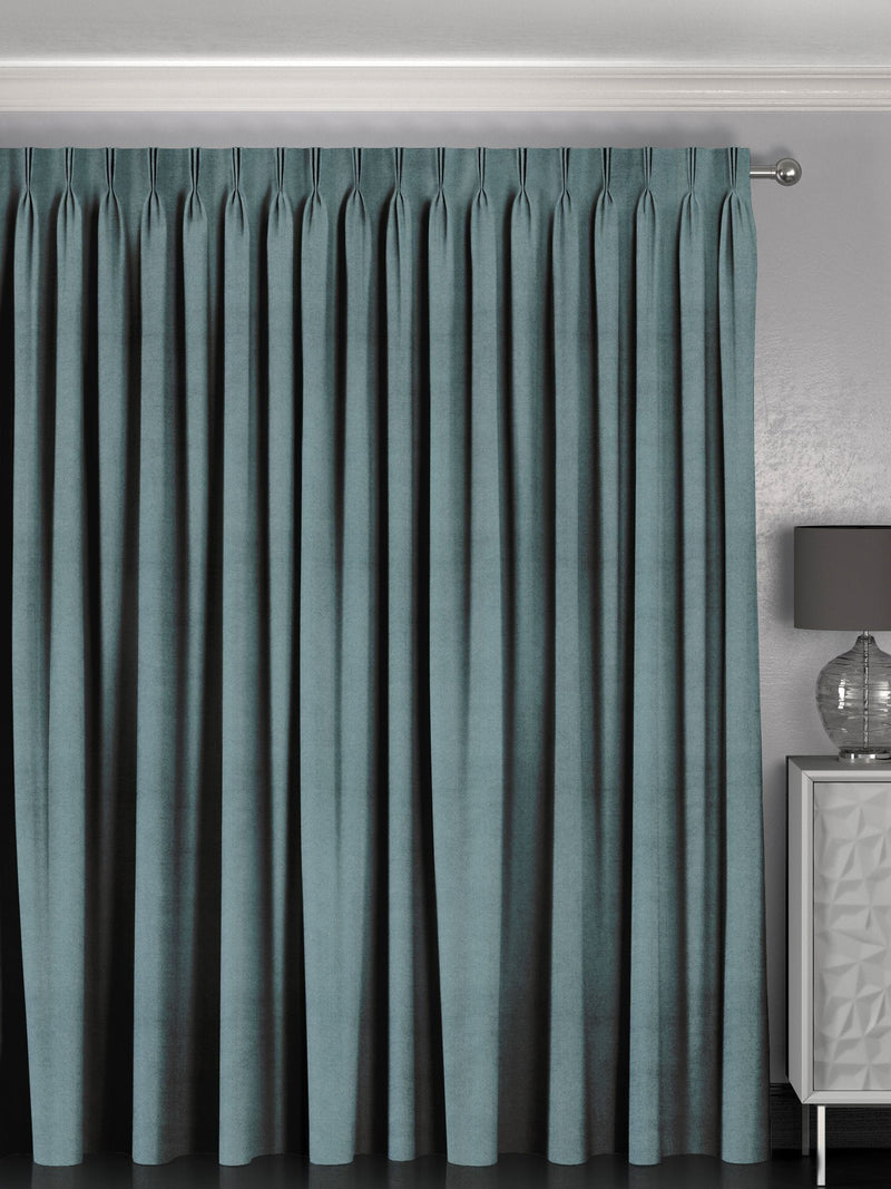 Harvi teal blue made to measure polyester curtains - British product