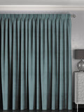 Harvi teal blue made to measure polyester curtains - British product