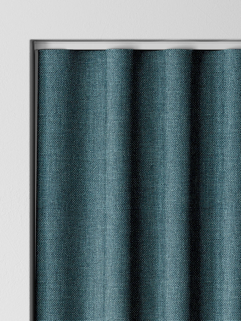Harvi teal blue made to measure polyester curtains - British product