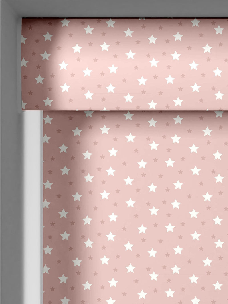 Blush pink ditsy stars roller blind, imported from the UK