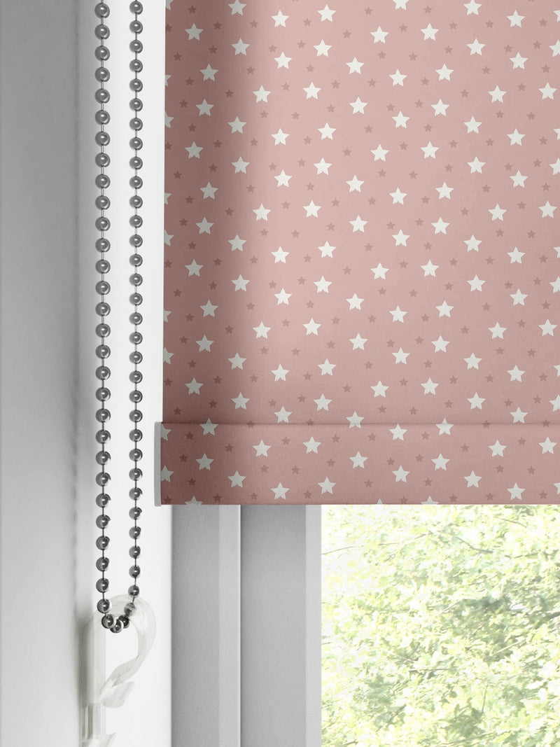 Blush pink ditsy stars roller blind, imported from the UK