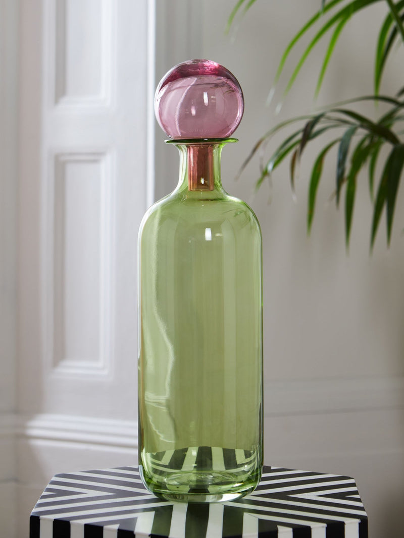 Rockett St George green/pink apothecary bottle 43cm, imported from the UK