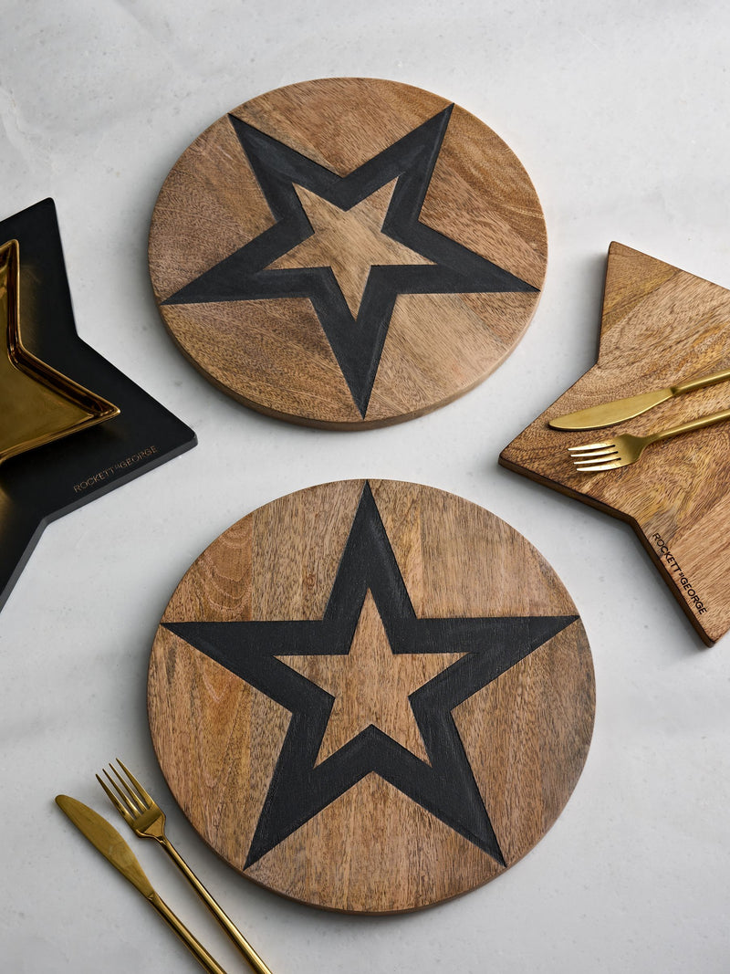 Rockett St George wooden star placemats 32cm set of two (British brand)