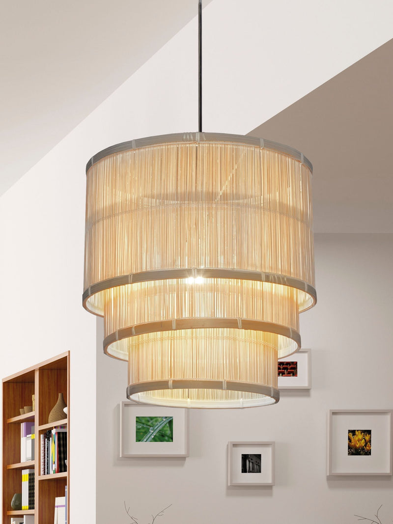 Searchlight Natural Trio three-tier bamboo ceiling light 40cm (British brand)