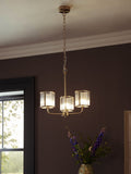 Brass Hertford ceiling light fitting with clear reeded glass (British brand)