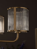 Brass Hertford ceiling light fitting with clear reeded glass (British brand)