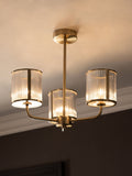 Brass Hertford ceiling light fitting with clear reeded glass (British brand)