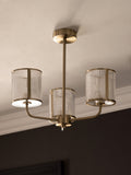 Brass Hertford ceiling light fitting with clear reeded glass (British brand)