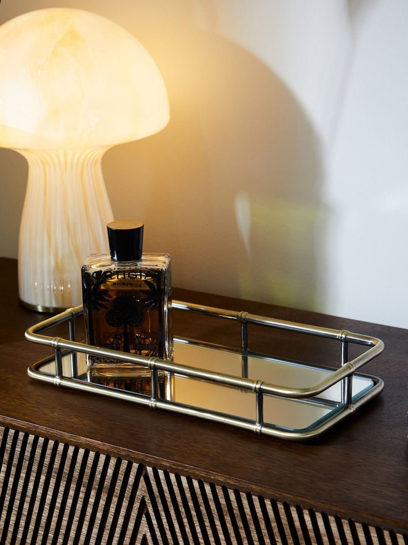 Rockett St George brass bamboo effect mirror tray (British brand)