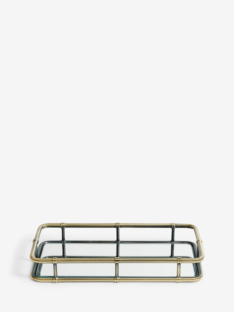 Rockett St George brass bamboo effect mirror tray (British brand)
