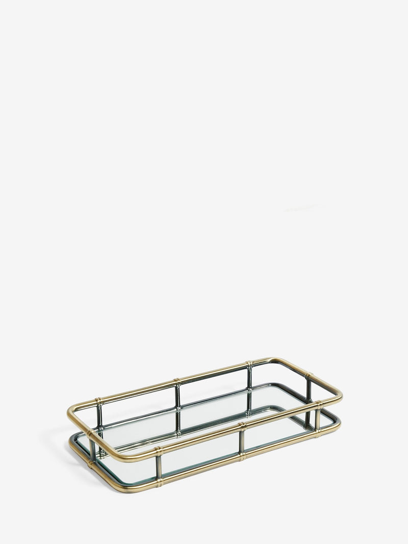 Rockett St George brass bamboo effect mirror tray (British brand)