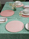 Nina Campbell coral pink cork backed placemats set of 4, imported from the UK
