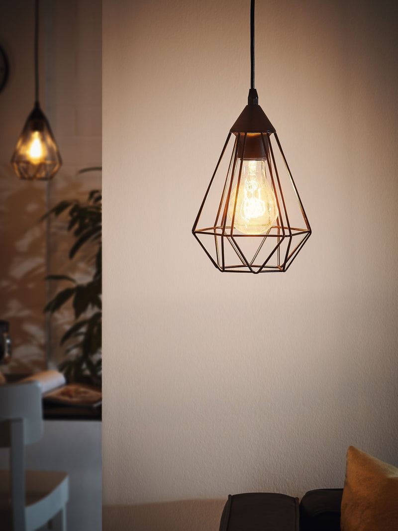 Eglo Tarbes geometric black pendant ceiling light, imported from the UK
