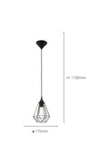 Eglo Tarbes geometric black pendant ceiling light, imported from the UK
