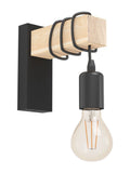 Eglo Townshend wall light black steel and wood 21.5cm - British product
