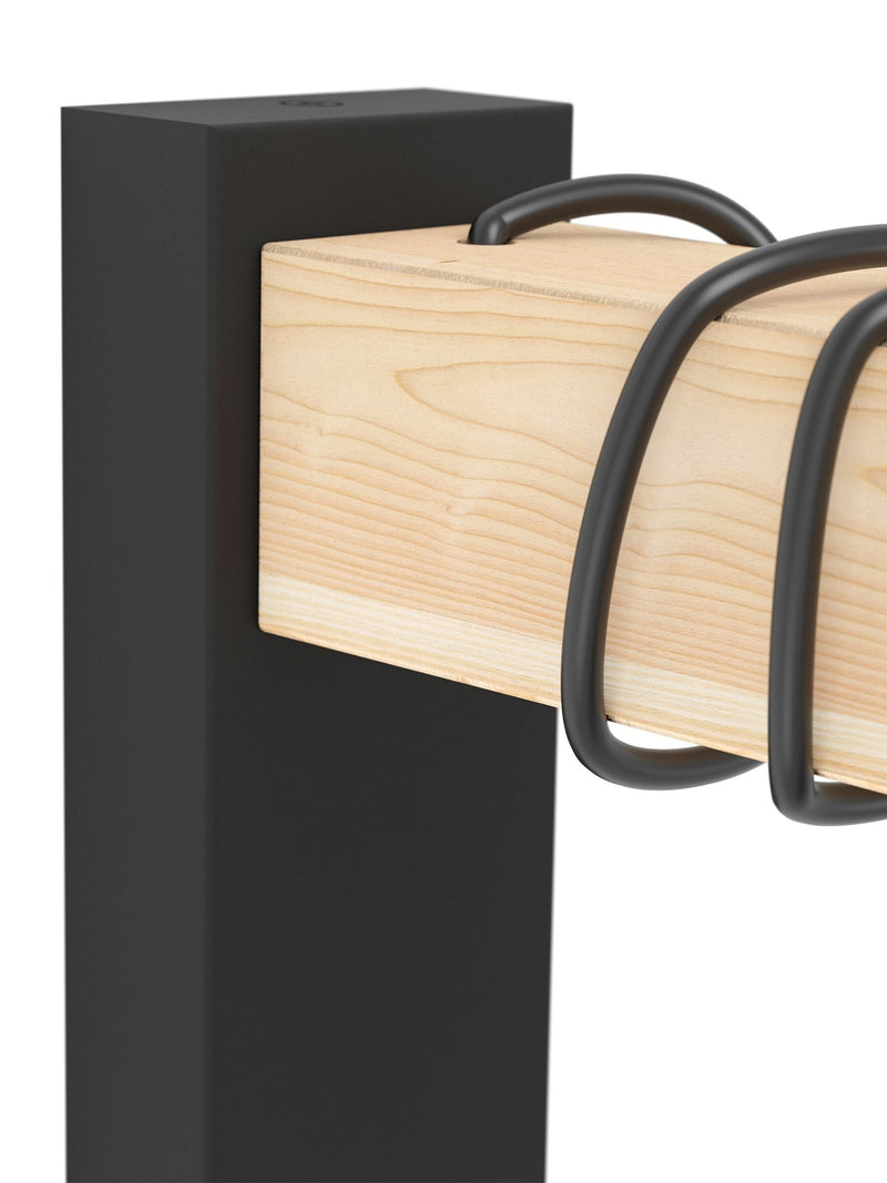 Eglo Townshend wall light black steel and wood 21.5cm - British product